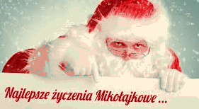 Mikołaj dotykający śnieg z życzeniami